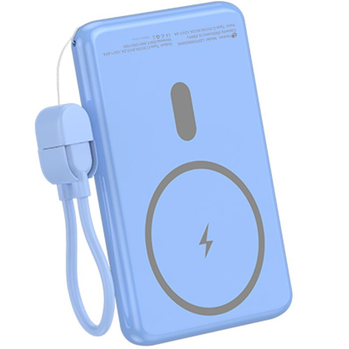 Leotec Power Bank Inalámbrico 5000mAh 20W Azul LEPOWW20W5B